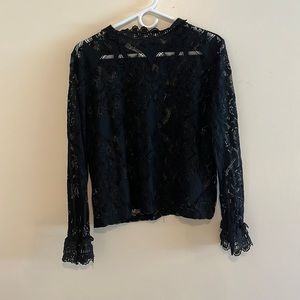 lacey black long sleeve top, great for layering